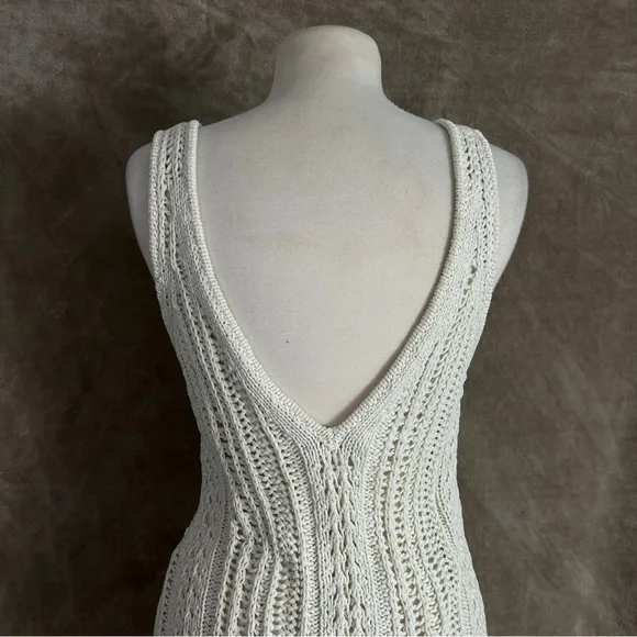 Jonathan Simkhai Ivory Kamilah Crochet Fringe Tank Midi Dress Small NWOT - Picture 11 of 13